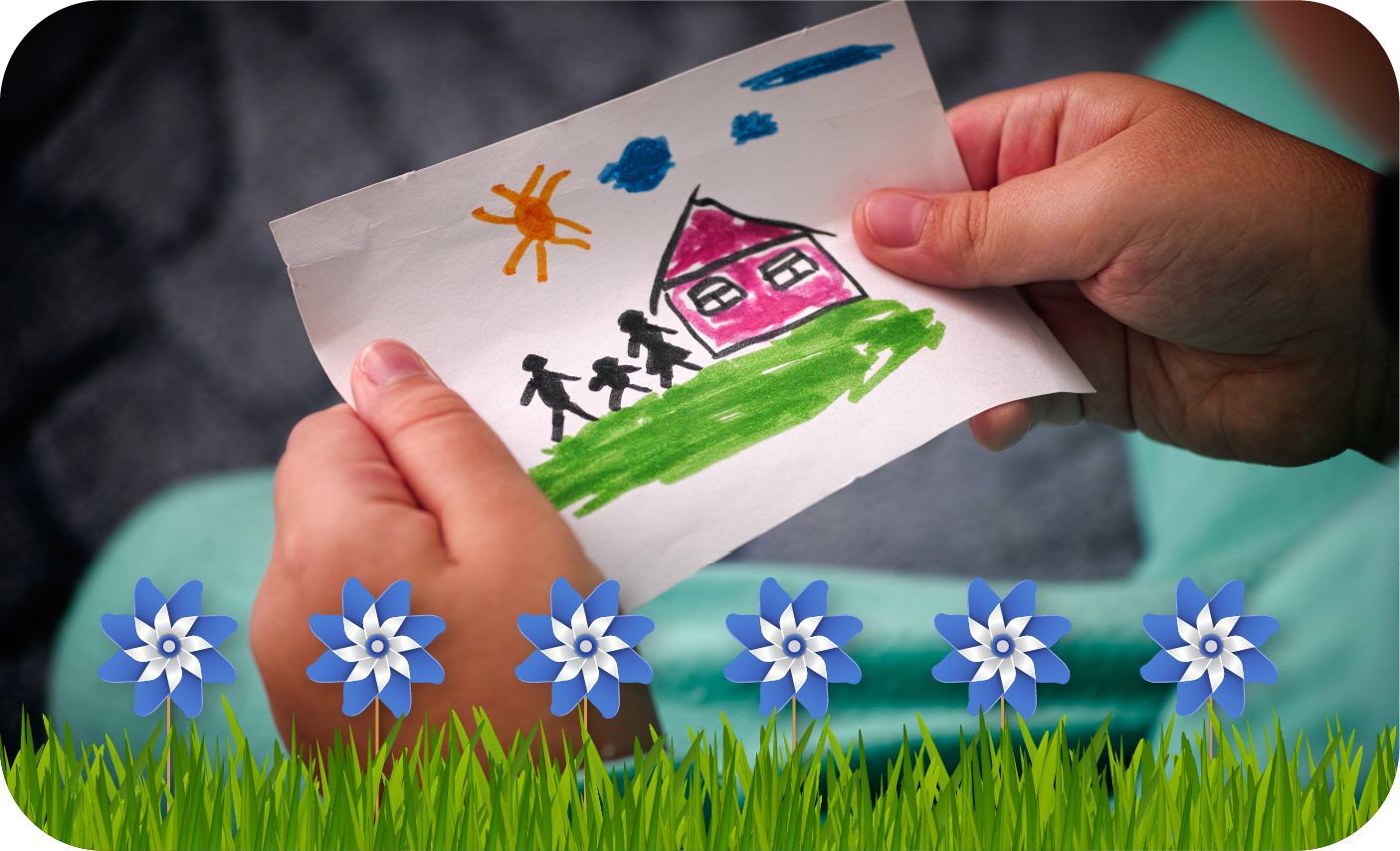 Caring adult and child in a safe, supportive setting