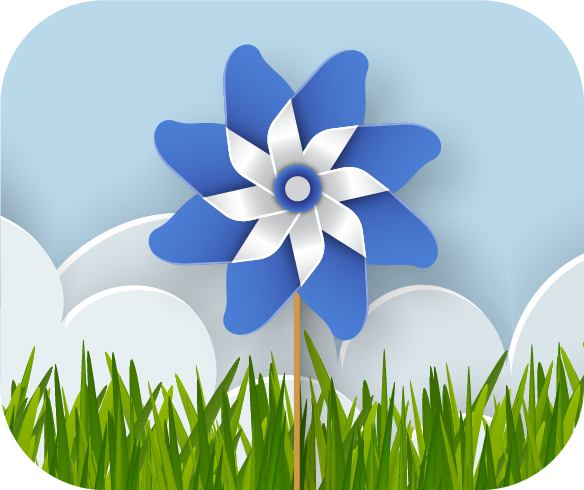 Blue pinwheel for Child Abuse Prevention Month